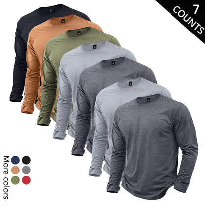 Men’s Lightweight 7-Piece Long-Sleeve T-Shirt Set for Spring & Autumn