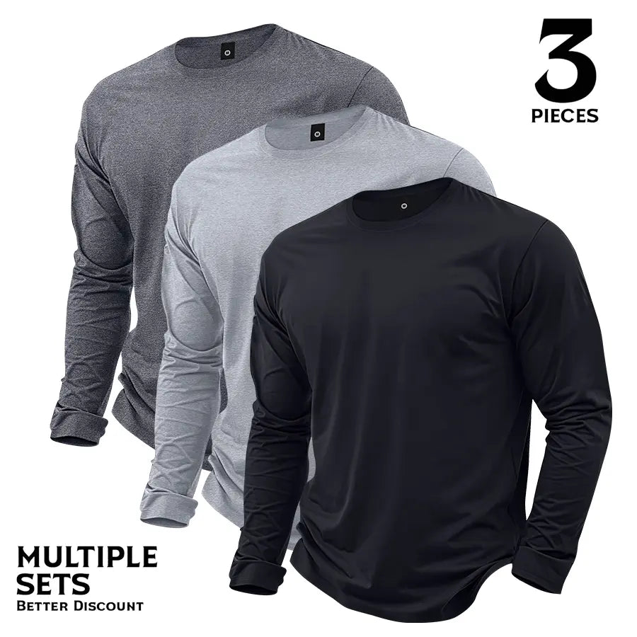 Men’s Lightweight 7-Piece Long-Sleeve T-Shirt Set for Spring & Autumn