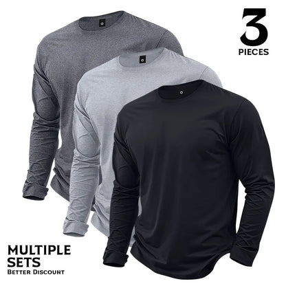 Men’s Lightweight 7-Piece Long-Sleeve T-Shirt Set for Spring & Autumn