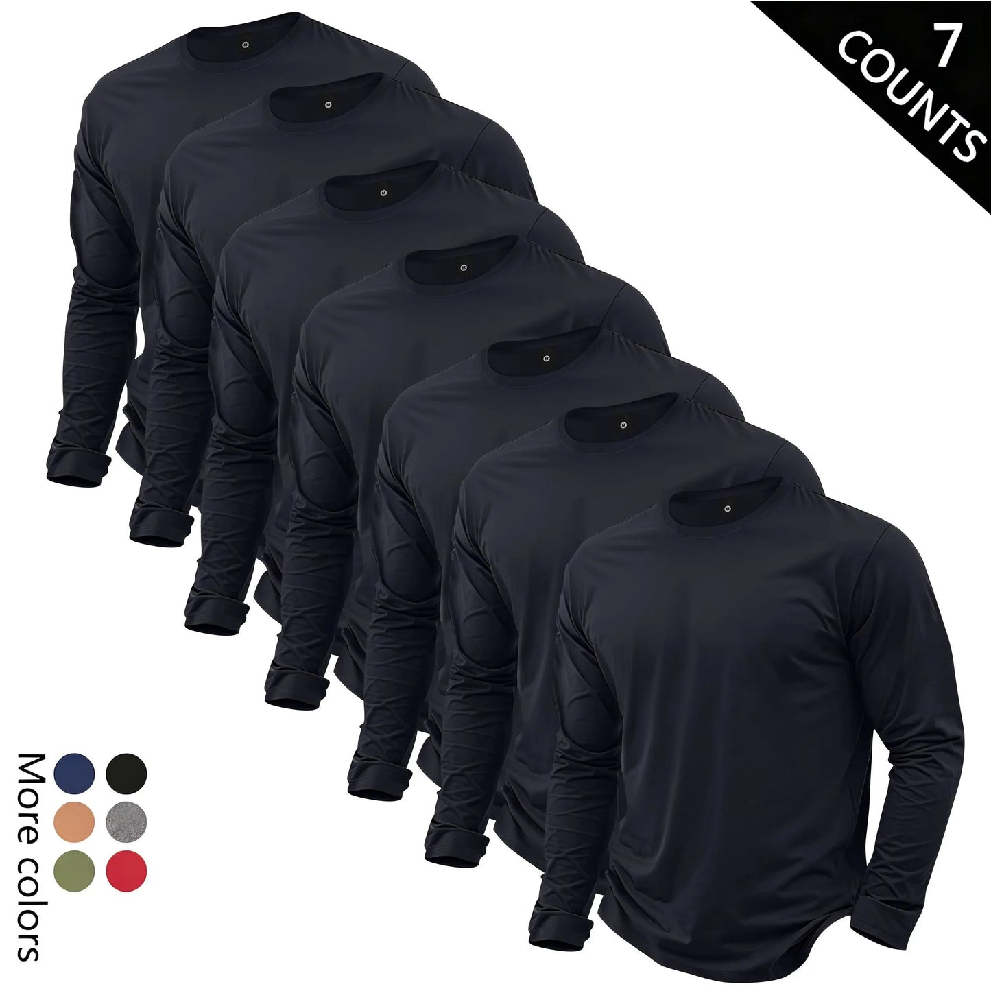Men’s Lightweight 7-Piece Long-Sleeve T-Shirt Set for Spring & Autumn