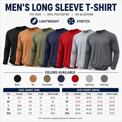 Men’s Lightweight 7-Piece Long-Sleeve T-Shirt Set for Spring & Autumn