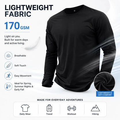 Men’s Lightweight 7-Piece Long-Sleeve T-Shirt Set for Spring & Autumn